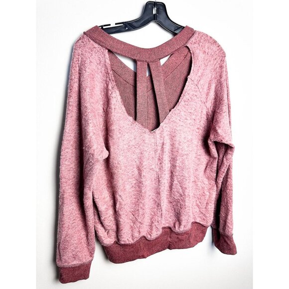 Women's V-Neck Sweater - Pink - Picture 4 of 7